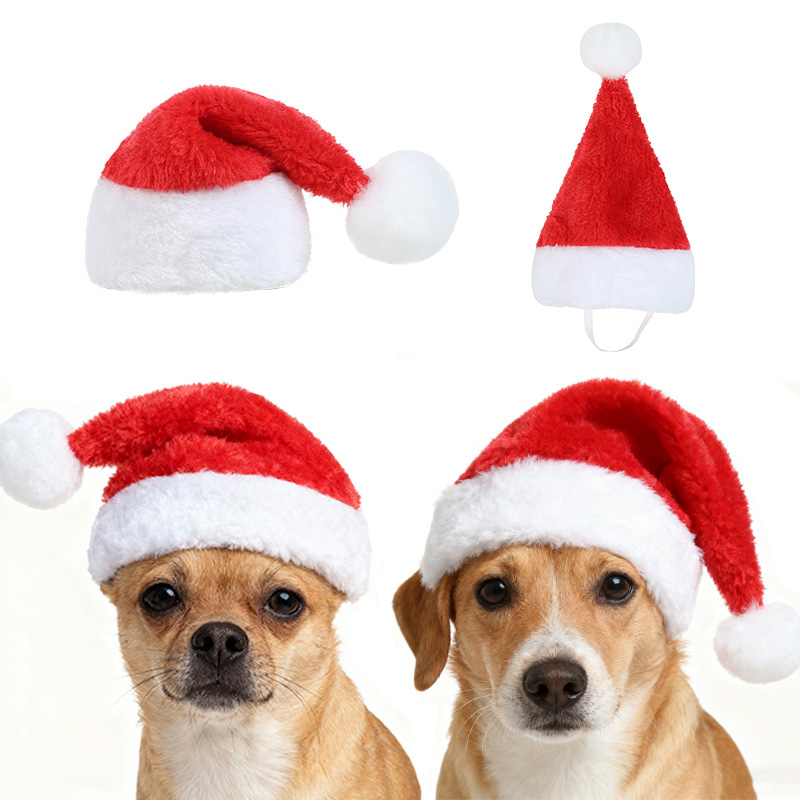 Santa Hat Plush - Christmas Pet Santa Hat Red Plush