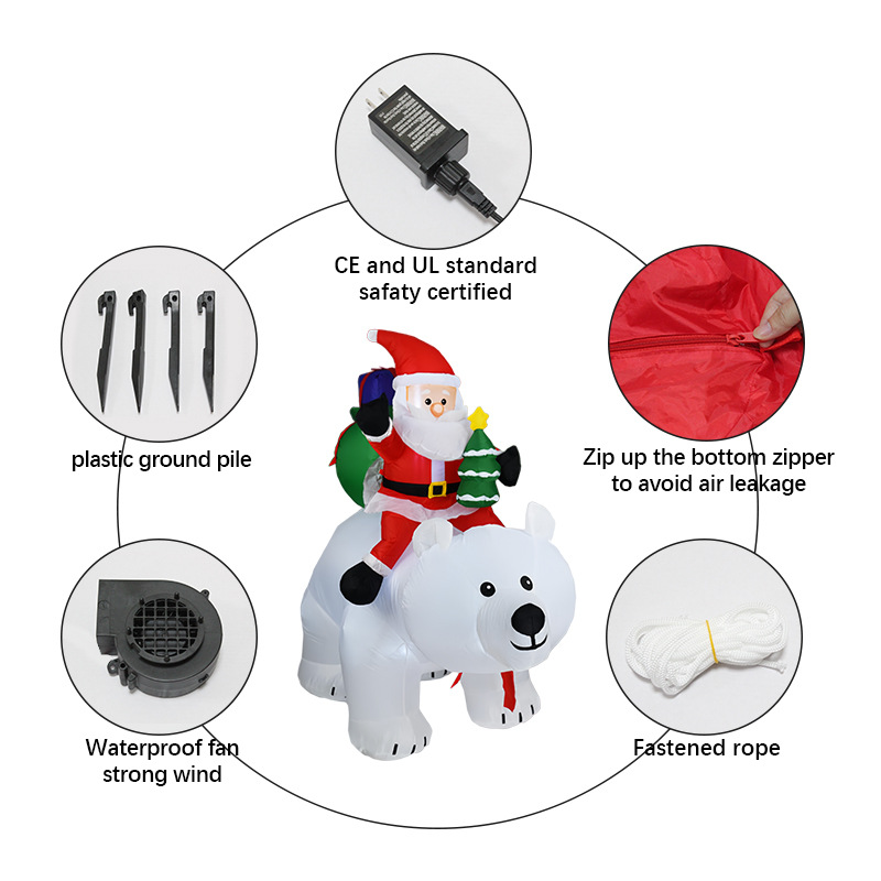 Christmas Lights Outdoor - Movable Bear Santa Christmas Inflatable Yard