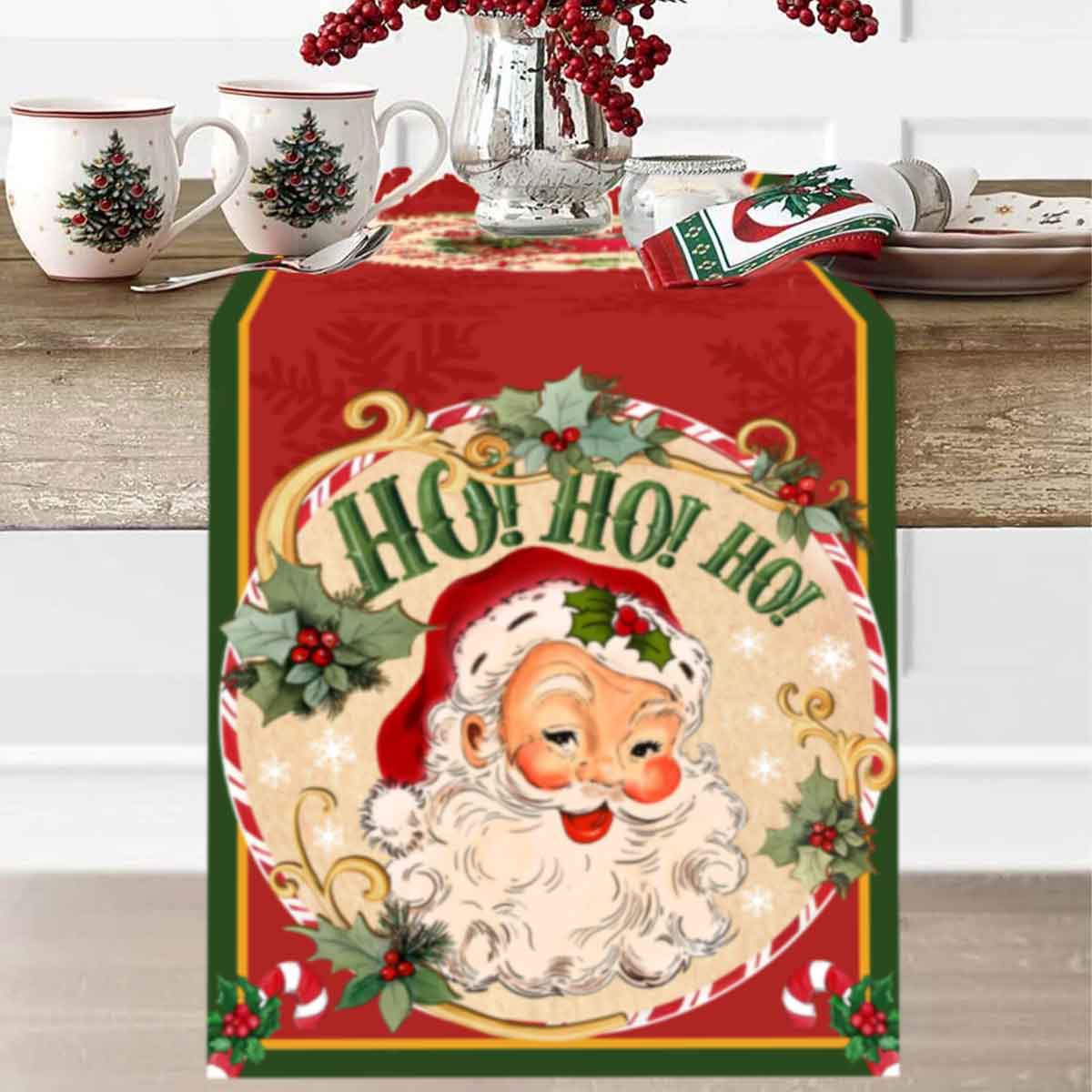 Christmas Santa Clause Polyest - đánh giá và giá Christmas Table Runner
