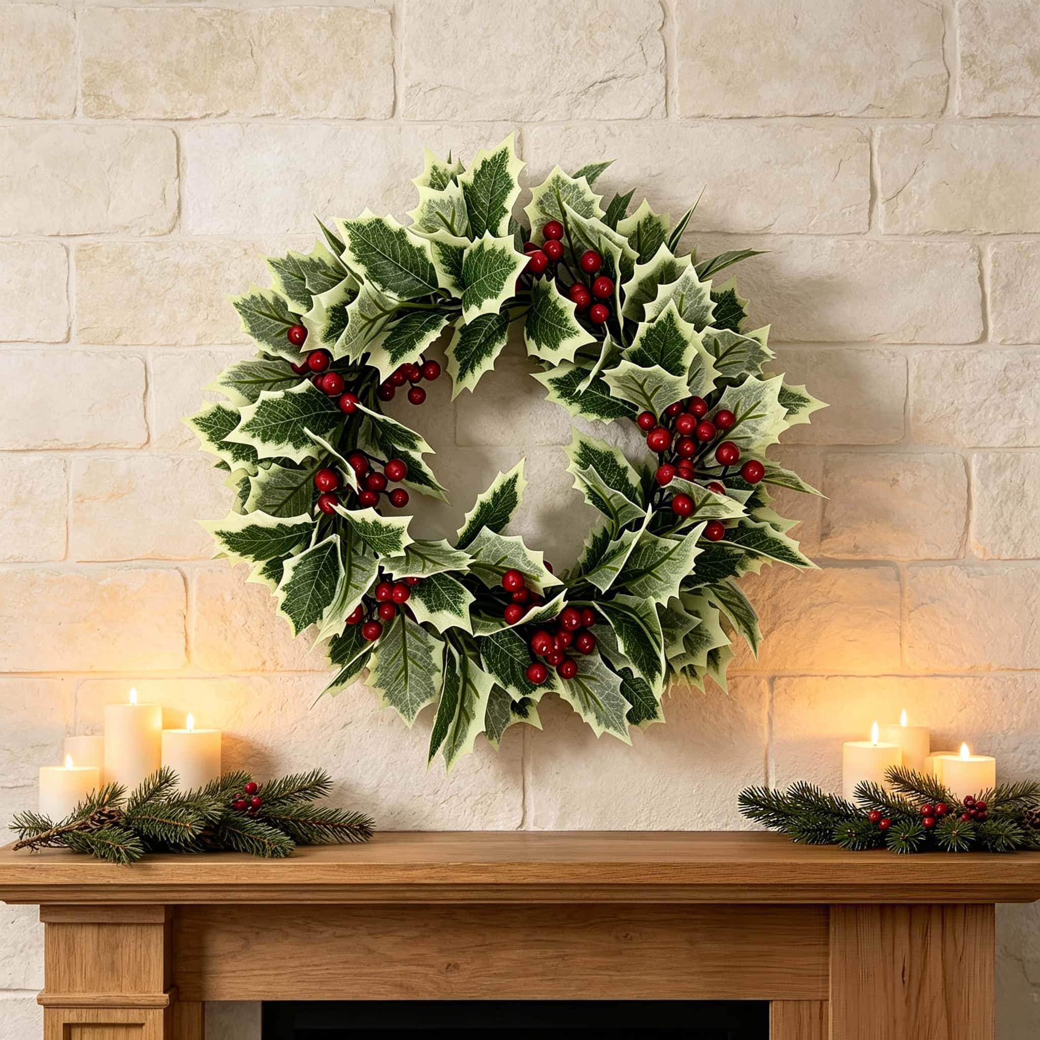 Christmas Artificial Holly Wre - đánh giá và giá Christmas Wreath Fake