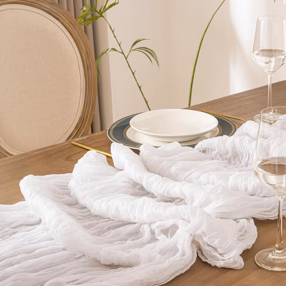 90x400CM Cheesecloth Table Run - đánh giá và giá Christmas Table Runner