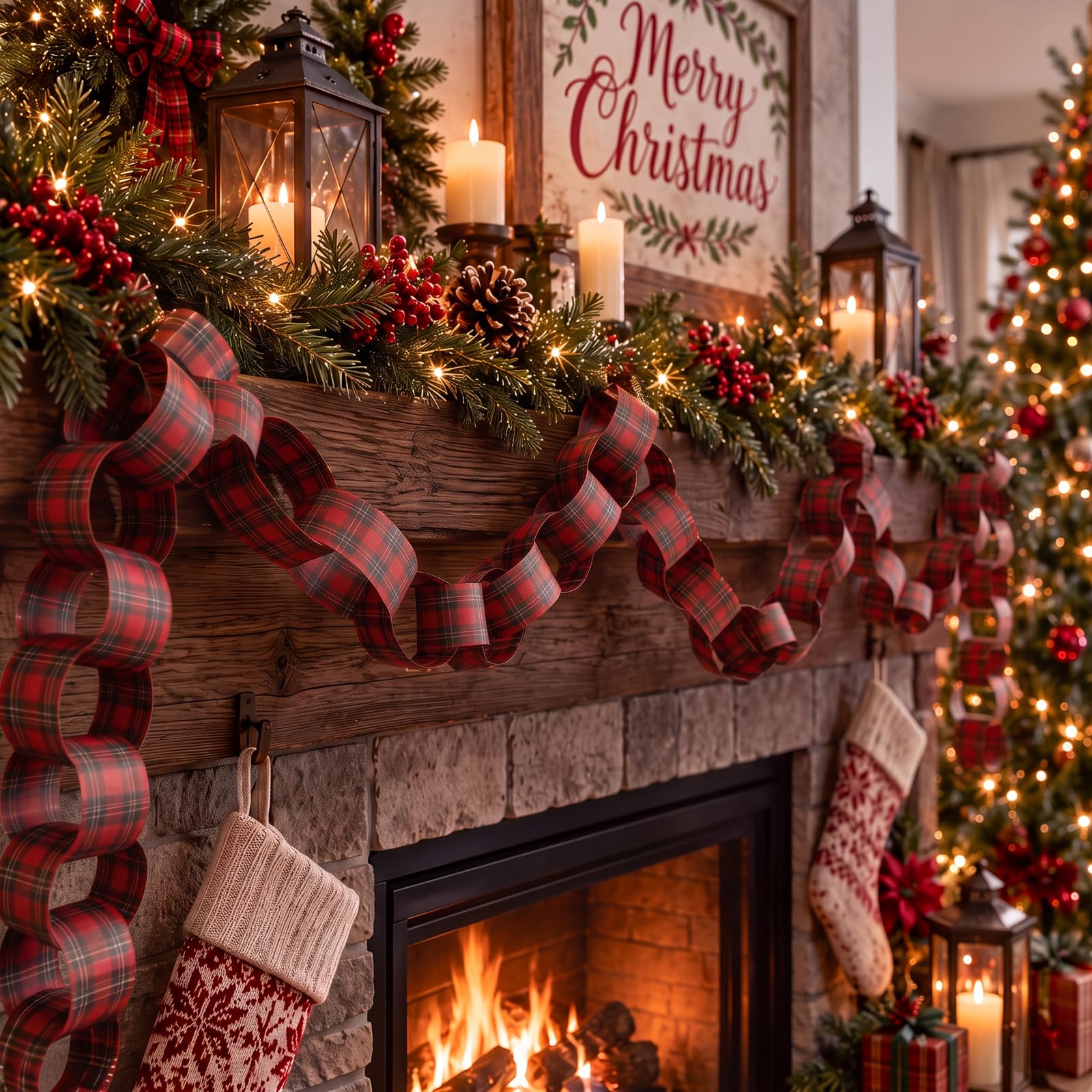 Red-Black Plaid Paper Chain Ga - đánh giá và giá Christmas Throw Blanket