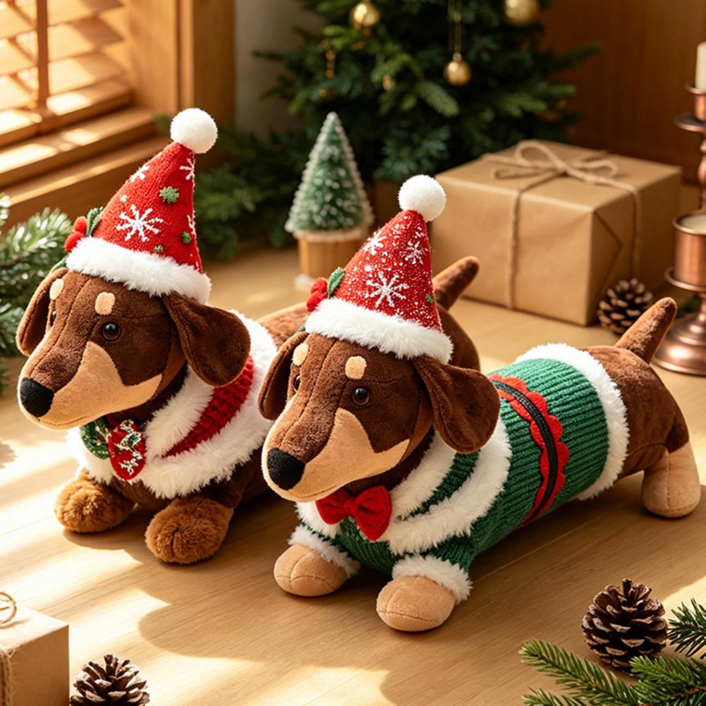 Dachshund Christmas Plush Toy  - đánh giá và giá Santa Hat Plush