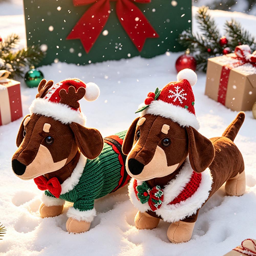 Dachshund Christmas Plush Toy  - đánh giá và giá Santa Hat Plush