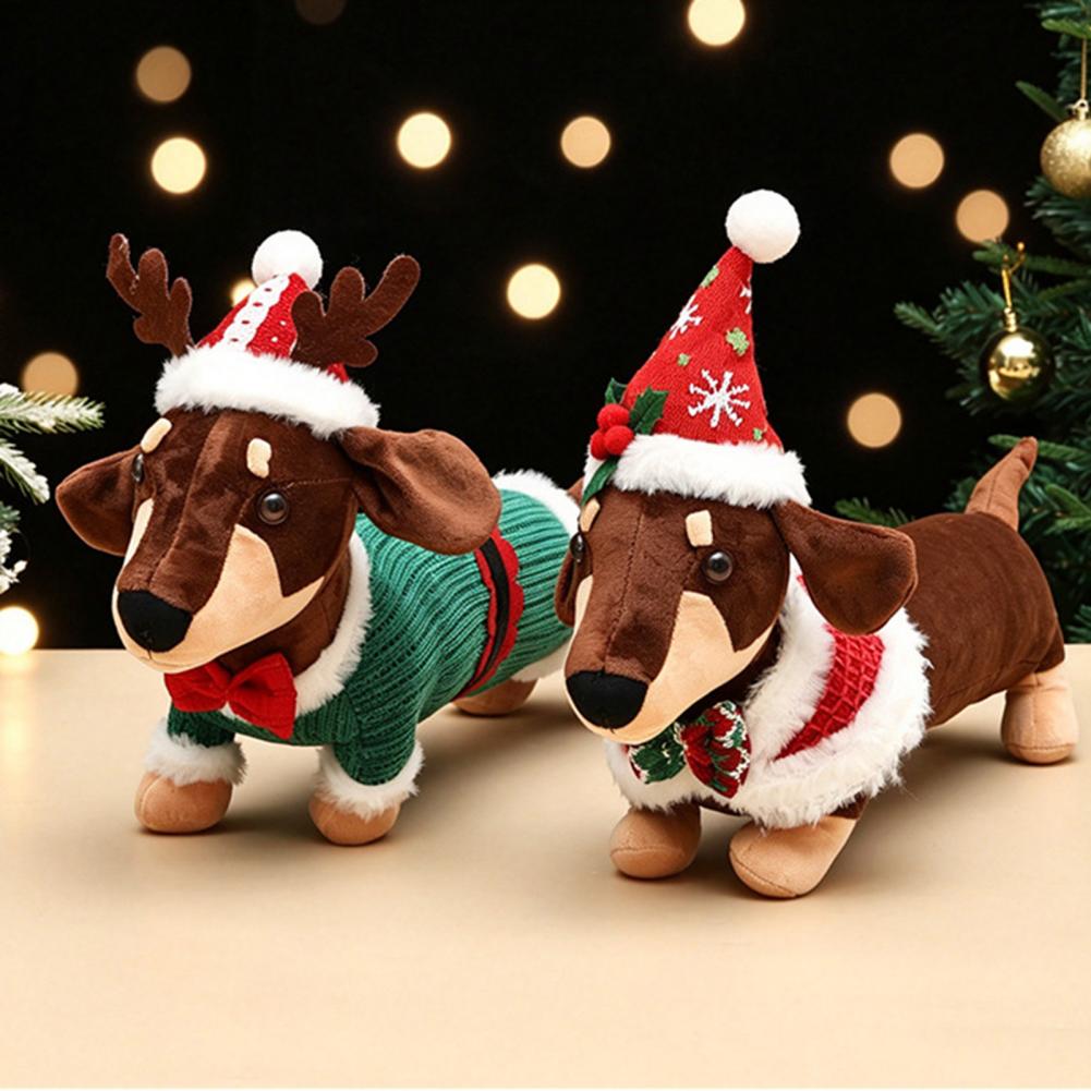 Dachshund Christmas Plush Toy  - đánh giá và giá Santa Hat Plush