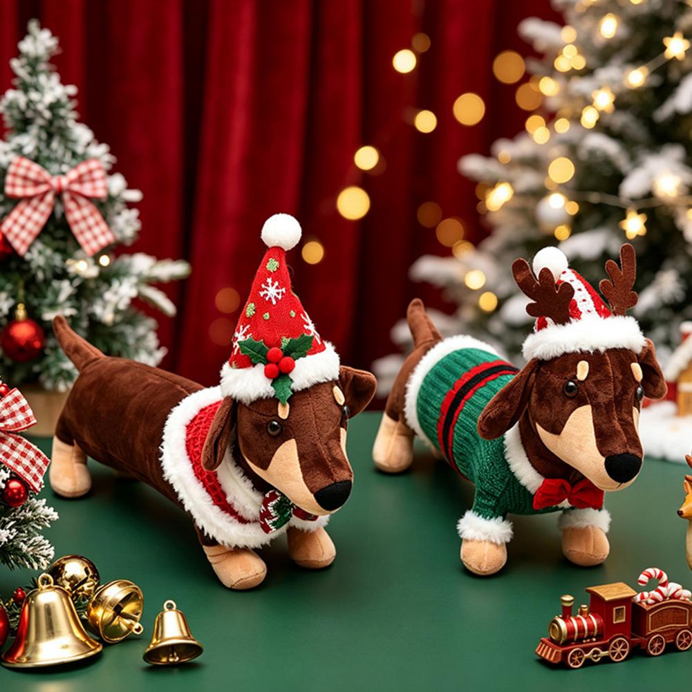 Dachshund Christmas Plush Toy  - đánh giá và giá Santa Hat Plush