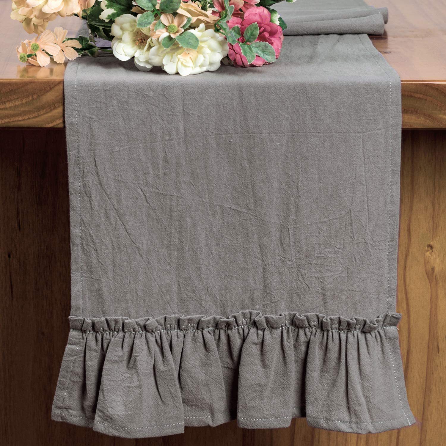 Cotton Ruffles Table Runner Ev - đánh giá và giá Christmas Table Runner